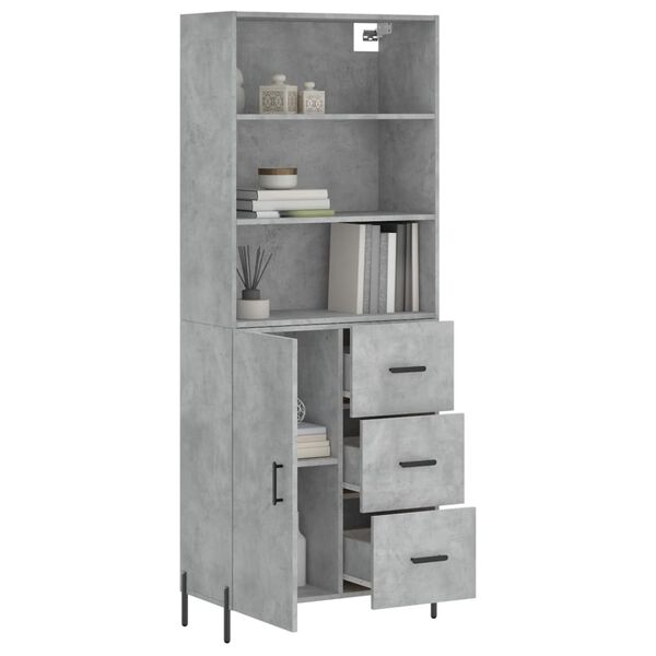 vidaXL Buffet haut Gris b&eacute;ton 69,5x34x180 cm Bois d'ing&eacute;nierie