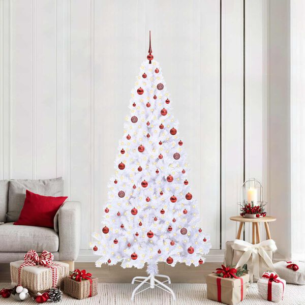 vidaXL Sapin de No&euml;l artificiel avec 300 LED Blanc 210 cm PVC et Acier