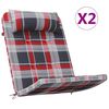 vidaXL Coussins de chaise 2 pcs Vichy Rouge 58 x 77 x 4,5 cm