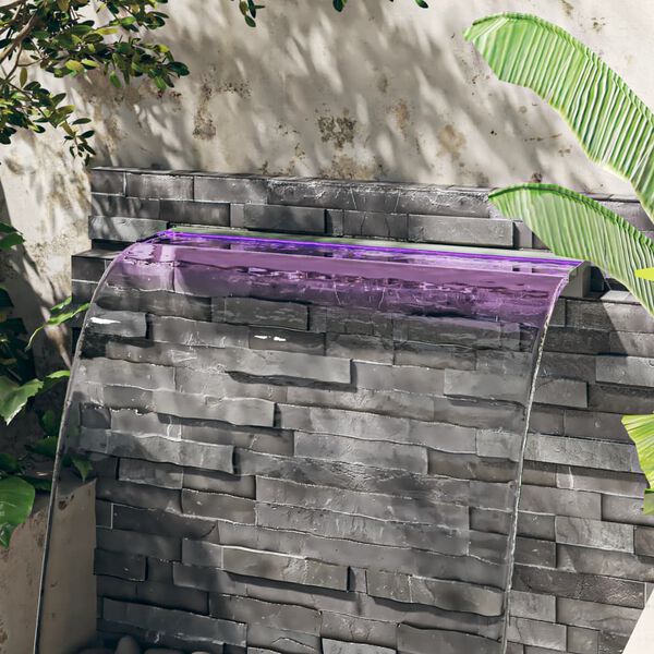 vidaXL D&eacute;versoir pour cascade avec LED RVB Inox 108 cm