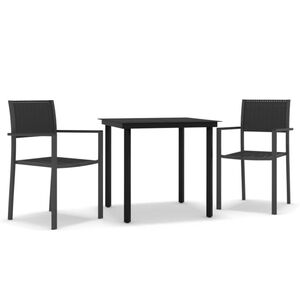 vidaXL Ensemble &agrave; manger de jardin 3 pcs Noir