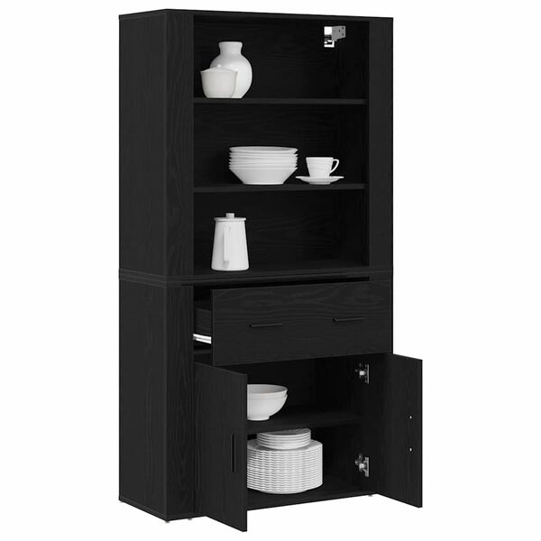 vidaXL Haut Armoire Ch&ecirc;ne noir 80 x 33 x 150 cm Bois d'ing&eacute;nierie