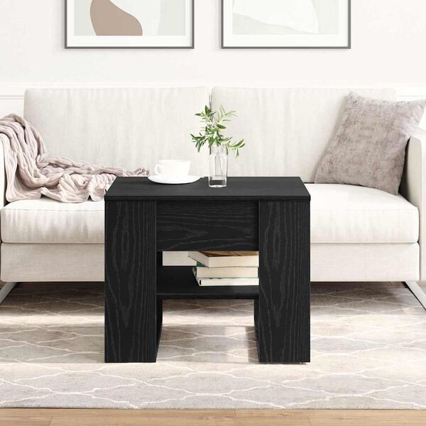 vidaXL Table basse Ch&ecirc;ne noir 55,5 x 55 x 45 cm Bois d'ing&eacute;nierie