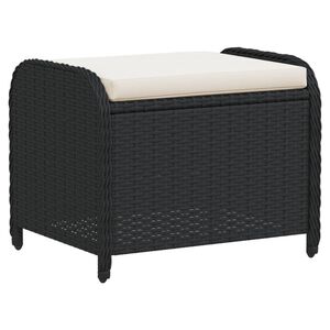 vidaXL Tabouret de jardin avec coussin noir 58x46x46 cm r&eacute;sine tress&eacute;e