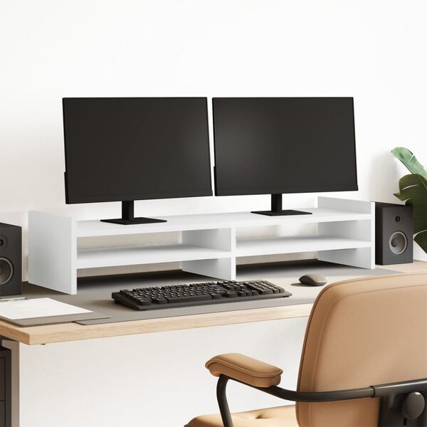 vidaXL Support de moniteur blanc 100x27x20 cm bois d'ing&eacute;nierie