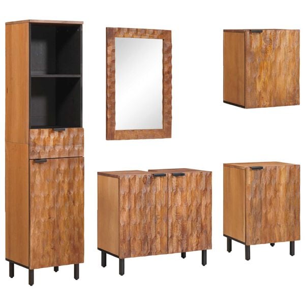 vidaXL Ensembles de salle de bain 5 pcs Acacia Marron Winish
