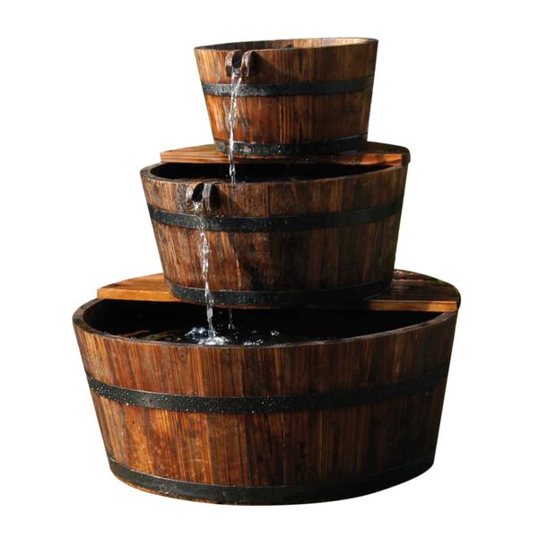 Ubbink Fontaine &agrave; cascade de jardin en forme de 3 barils Bois