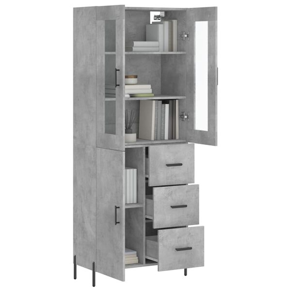 vidaXL Buffet haut Gris b&eacute;ton 69,5x34x180 cm Bois d'ing&eacute;nierie