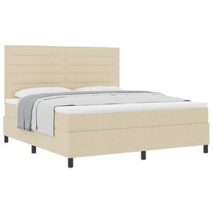 vidaXL Lit &agrave; ressorts avec matelas Cr&egrave;me 180 x 200 cm tissu