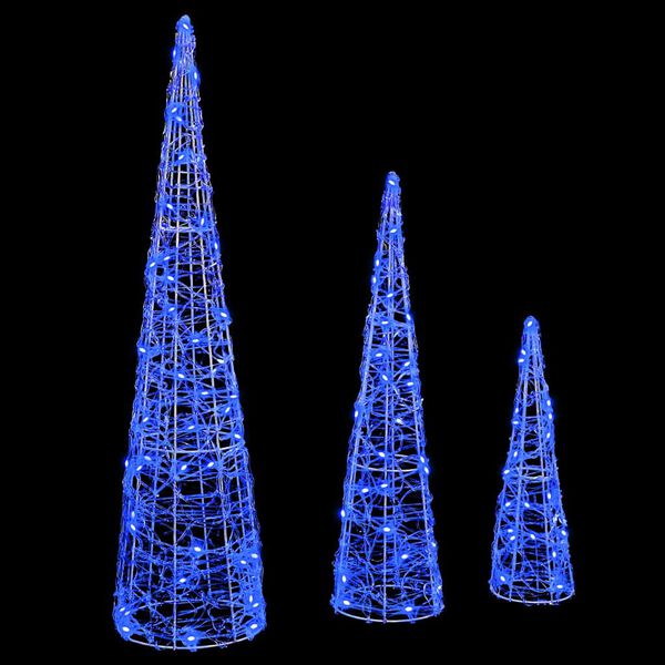 vidaXL Sapin de No&euml;l avec 90 LED 3 pcs Bleu 20 x 20 x 80 cm Acrylique