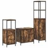 vidaXL Ensemble de mobilier de salle de bain 3 pc Ch&ecirc;ne fum&eacute; et noir
