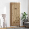 vidaXL Haut Armoire 2 pcs Ch&ecirc;ne artisanal Bois Agglom&eacute;r&eacute; et Verre