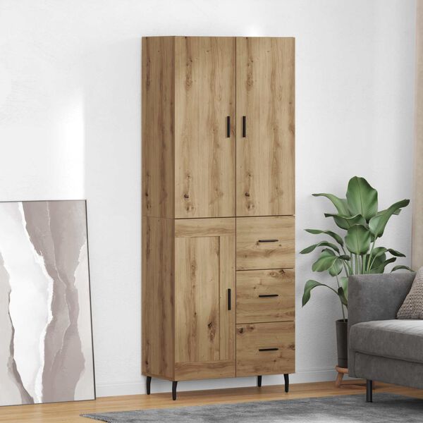 vidaXL Haut Armoire 2 pcs Ch&ecirc;ne artisanal Bois Agglom&eacute;r&eacute; et Verre