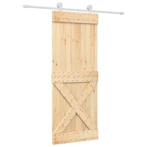 vidaXL Porte coulissante 80 x 210 cm Bois de pin massif (non trait&eacute;)