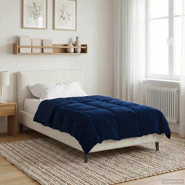 vidaXL Duvet d'hiver Matelass&eacute; Bleu fonc&eacute; 140 x 220 cm Microfibre