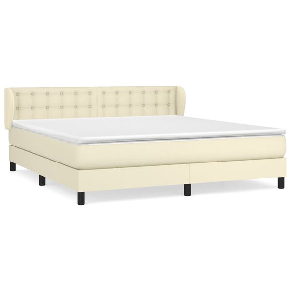 vidaXL Sommier &agrave; lattes de lit avec matelas Cr&egrave;me 180x200cm Similicuir