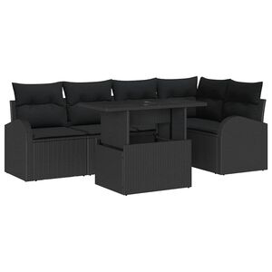 vidaXL Ensemble de canap&eacute; de jardin 6 pc 5-Nombre de places Noir