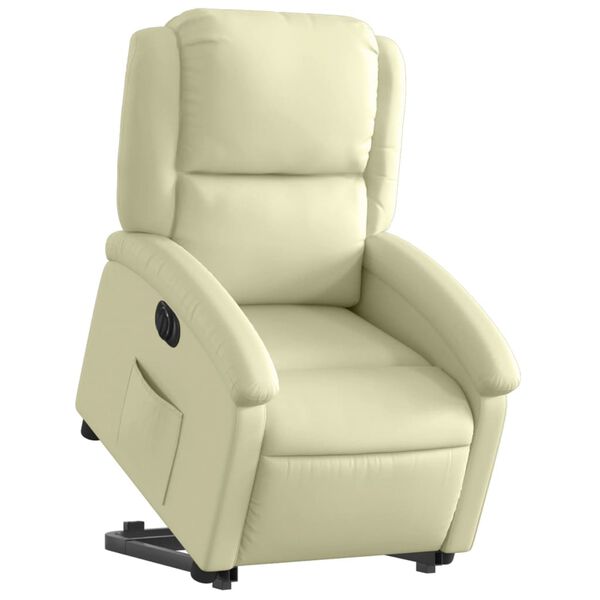 vidaXL Fauteuil inclinable &eacute;lectrique cr&egrave;me cuir v&eacute;ritable