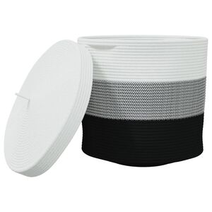 vidaXL Panier de rangement avec couvercle blanc et noir &Oslash;40x35cm coton