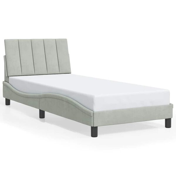 vidaXL Cadre de lit sans matelas Hanko gris clair 90x200 cm velours