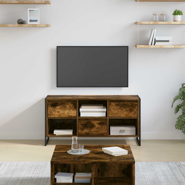 vidaXL Meuble TV Ch&ecirc;ne Fum&eacute; 100 x 36 x 49,5 cm Bois d'ing&eacute;nierie