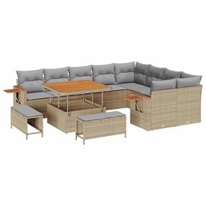 vidaXL Ensemble de canap&eacute; de jardin 13 pc 11 place Beige et Gris clair