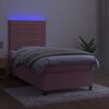 vidaXL Sommier &agrave; lattes de lit avec matelas LED Rose 90x200 cm Velours