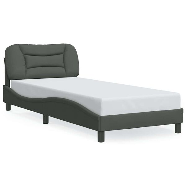 vidaXL Cadre de lit sans matelas Hvar gris fonc&eacute; 90x190 cm tissu
