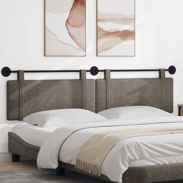 vidaXL T&ecirc;te de lit suspendue Uni Gris 210 x 55 x 5 cm PU antique