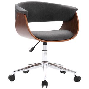 vidaXL Chaise pivotante de bureau Gris Bois courb&eacute; et tissu
