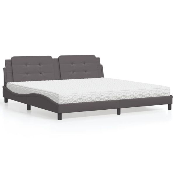 vidaXL Lit avec matelas Zadar gris 200x200 cm similicuir