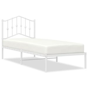 vidaXL Cadre de lit m&eacute;tal sans matelas avec t&ecirc;te de lit blanc 90x190cm