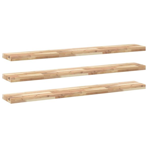 vidaXL &Eacute;tag&egrave;res flottantes 3 pcs 120x20x4 cm acacia massif non trait&eacute;