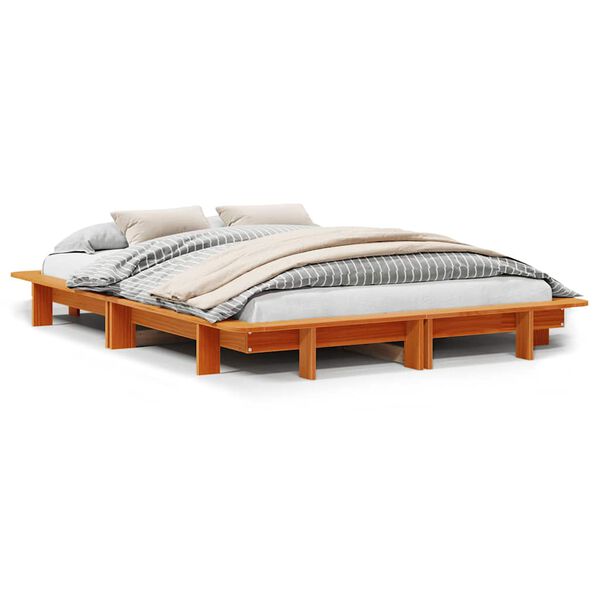 vidaXL Cadre de lit sans matelas cire marron 120x190cm bois pin massif