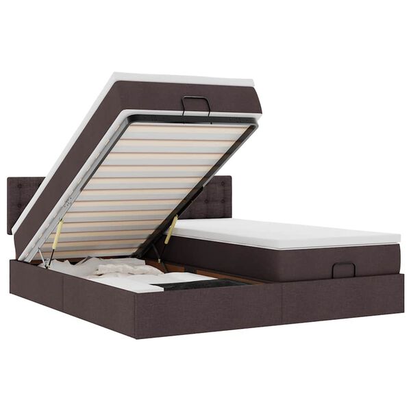 VidaXL Cadre de lit ottoman avec matelas marron foncé 180x200 cm tissu