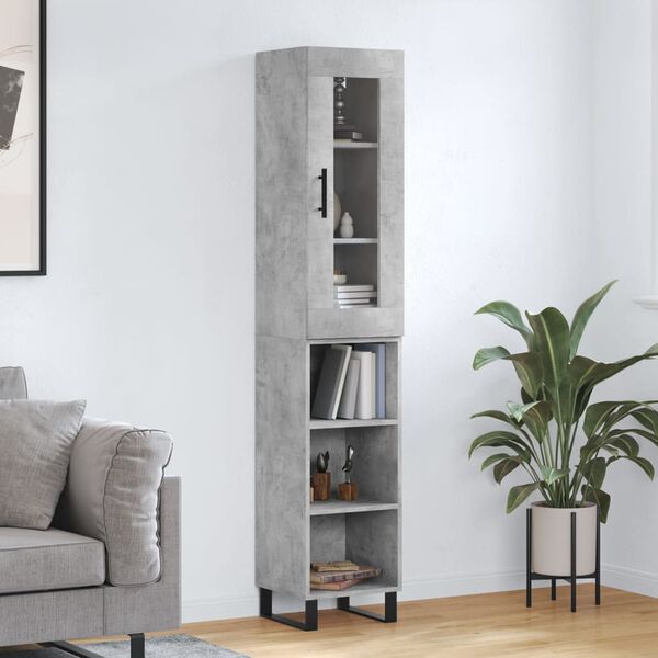 vidaXL Buffet haut Gris b&eacute;ton 34,5x34x180 cm Bois d'ing&eacute;nierie
