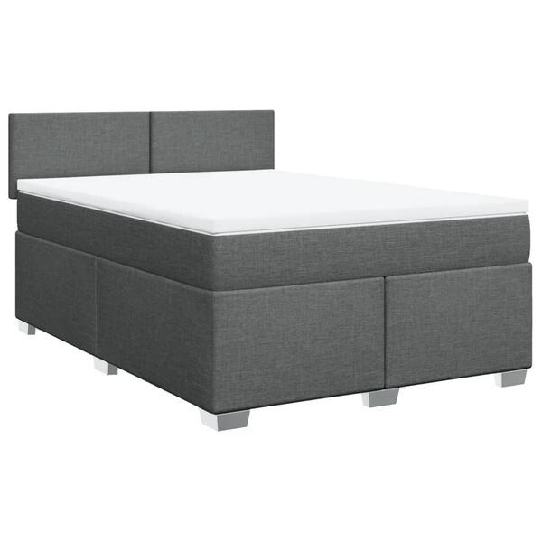vidaXL Sommier &agrave; lattes de lit avec matelas Gris fonc&eacute; 160x200cm Tissu