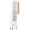vidaXL Buffet haut Blanc brillant 34,5x34x180 cm Bois d'ing&eacute;nierie