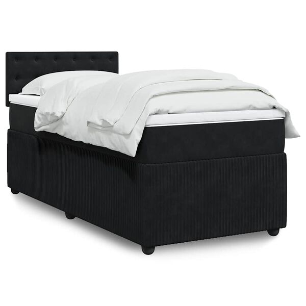 vidaXL Sommier à lattes de lit avec matelas Noir 90x190 cm Velours