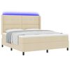 vidaXL Lit &agrave; ressort LED avec matelas Cr&egrave;me 180 x 200 cm tissu