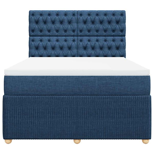 vidaXL Sommier &agrave; lattes de lit avec matelas Bleu 140x190 cm Tissu