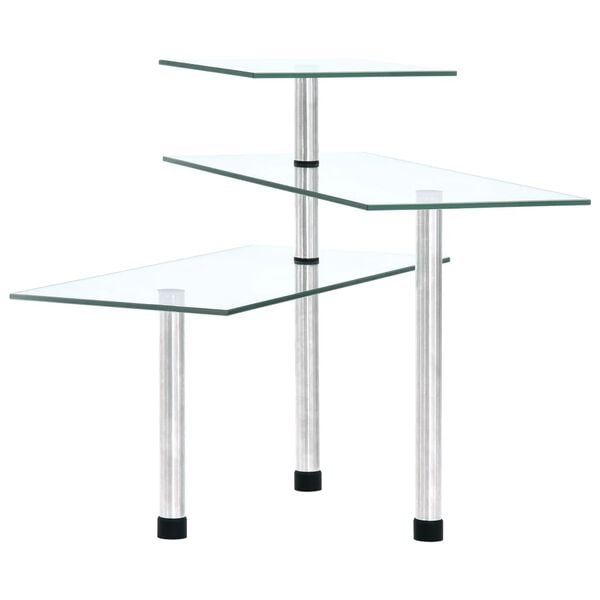 vidaXL Étagère d'angle de cuisine à 3 niveaux Verre trempé