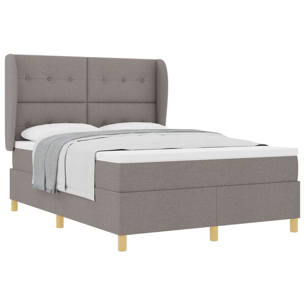 vidaXL Lit &agrave; ressorts avec matelas Taupe 200 x 160 cm tissu