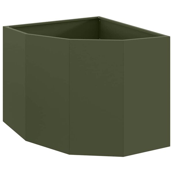 vidaXL Jardinière d'Angle Vert olive 60 x 60 x 50 cm Acier