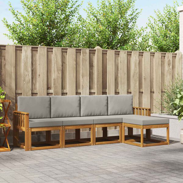 vidaXL Ensemble de canap&eacute;s d'ext&eacute;rieur 5 pcs Gris Naturel et Clair