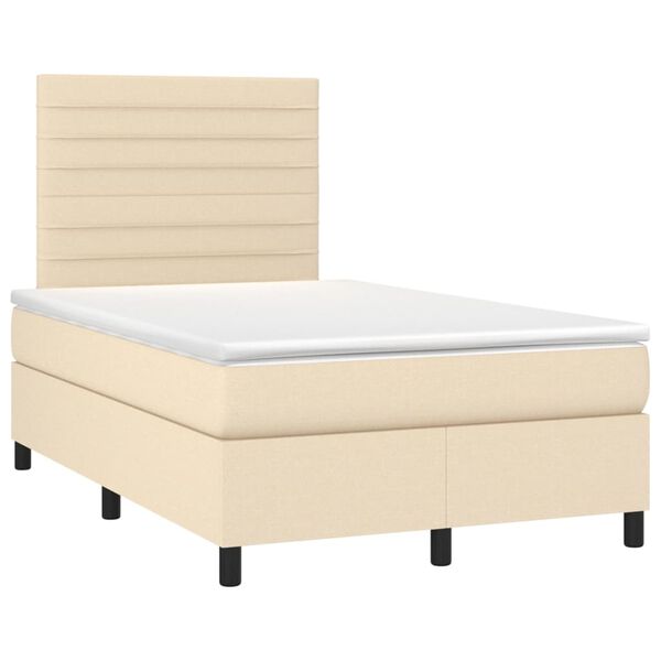 vidaXL Sommier &agrave; lattes de lit avec matelas Cr&egrave;me 120x200 cm Tissu