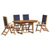 vidaXL Ensemble &agrave; manger de jardin 5pcs bois d'acacia solide textil&egrave;ne