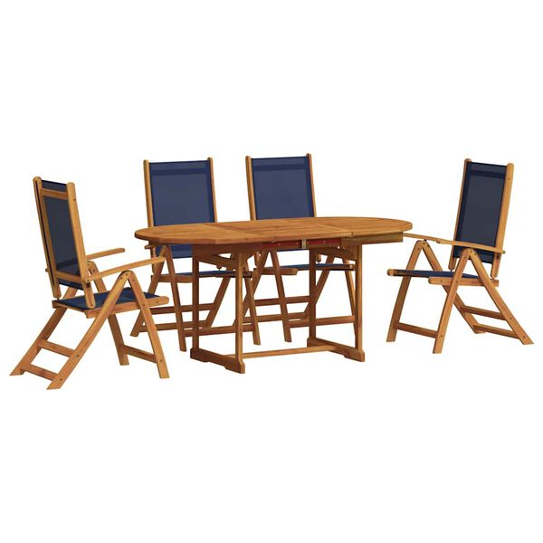 vidaXL Ensemble &agrave; manger de jardin 5pcs bois d'acacia solide textil&egrave;ne