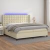 vidaXL Sommier &agrave; lattes de lit matelas LED Cr&egrave;me 200x200 cm Similicuir
