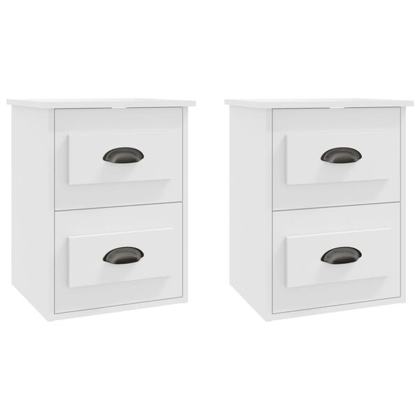 vidaXL Tables de chevet murales 2 pcs blanc 41,5x36x53 cm